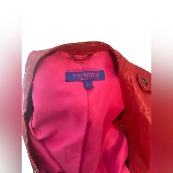 Twiggy London Red Leather Jacket - Picture 10 of 12